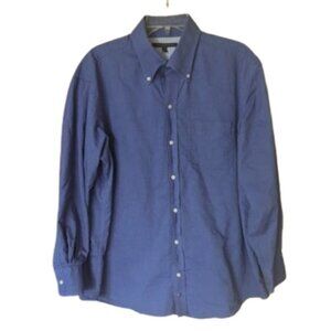 TOMMY HILFIGER Denim Blue Cotton Dress Shirt Men Size 17 (32-33)